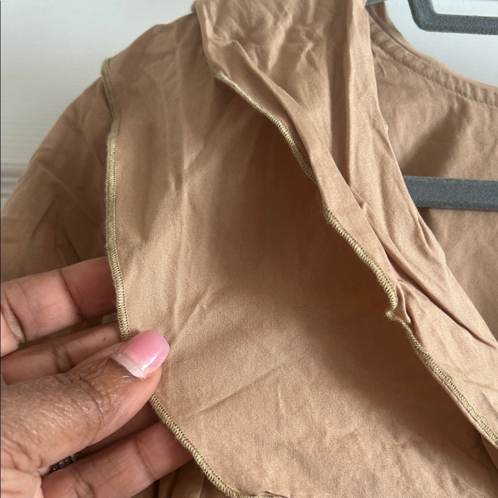 Anthropologie Beige Mini Dress with Bow Collar - Picture 6 of 13